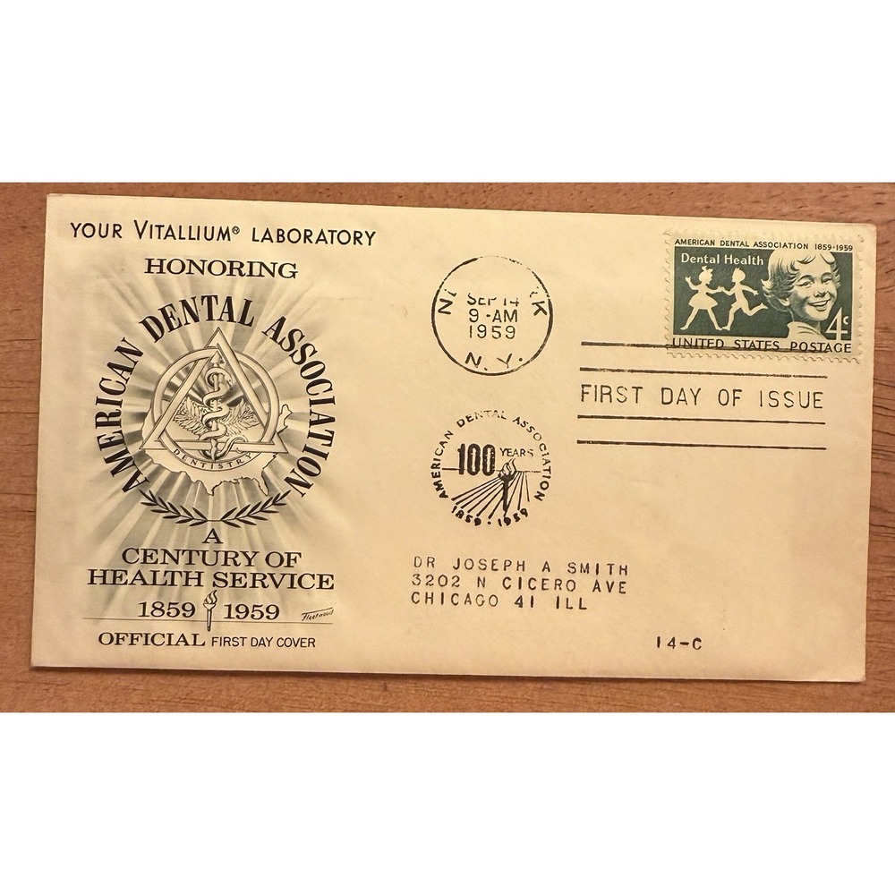 1135‎ 4c American DENTAL Association FDC- Fleetwood Viatallium Labs With Letter